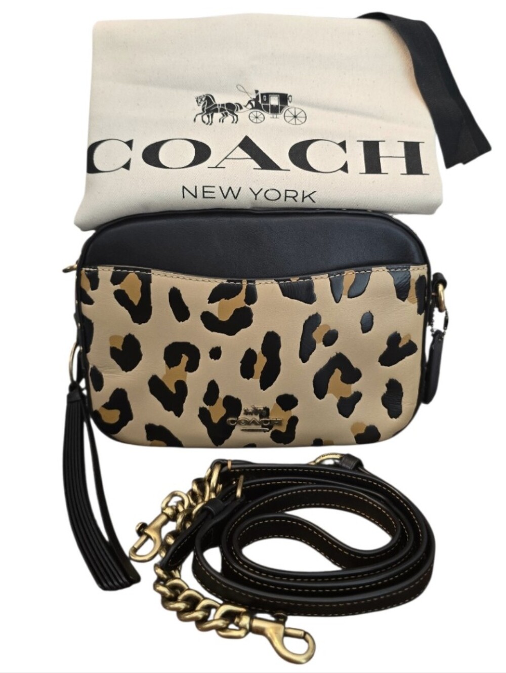 Coach 1941 Studded Leopard Print Camera Crossbody Bag w/ Dustbag In EUC